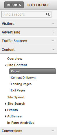 Pages content menu